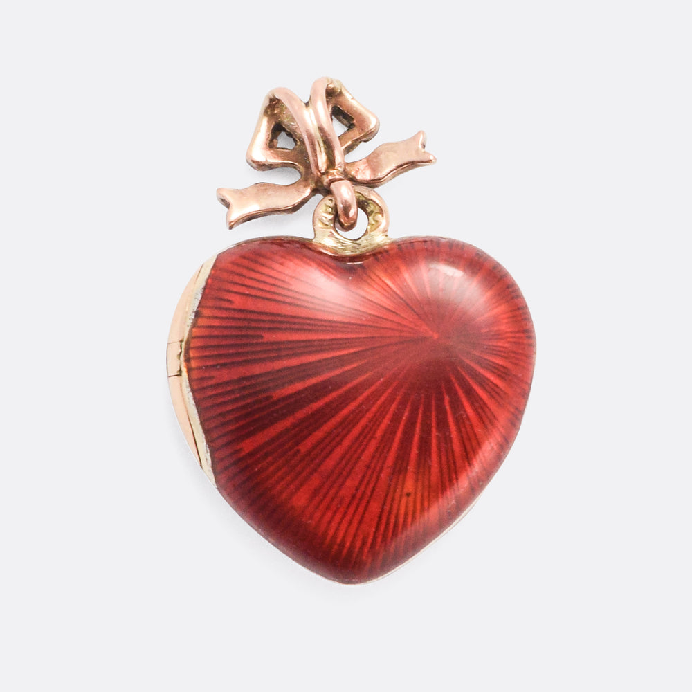 Antique Fabergé Red Enamel Heart Locket