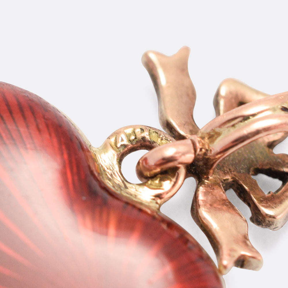 Antique Fabergé Red Enamel Heart Locket