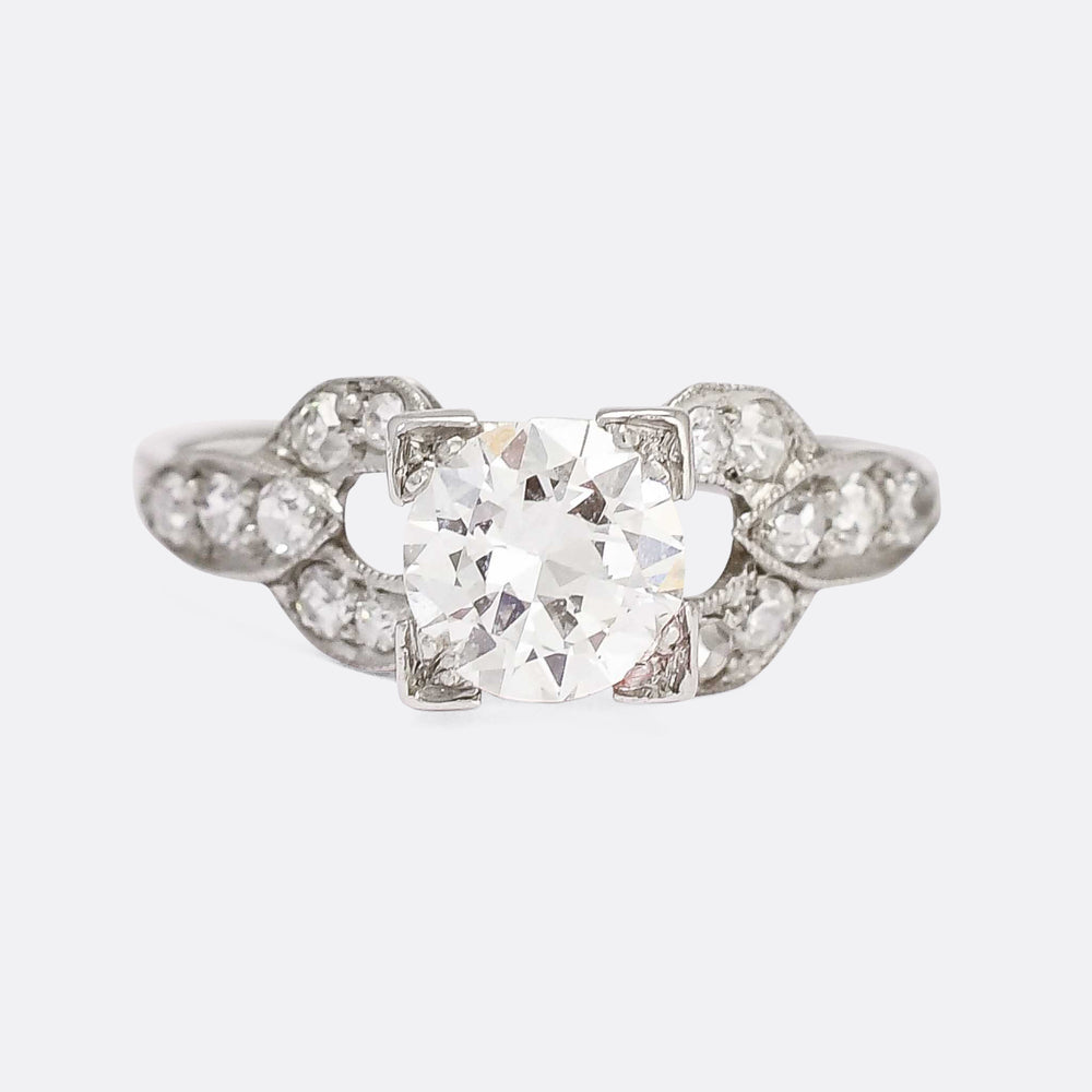 Art Deco 1.04ct Transitional Cut Diamond Solitaire Ring