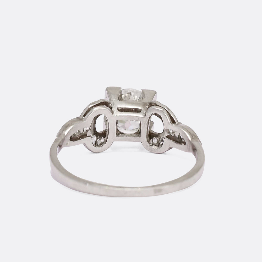 Art Deco 1.04ct Transitional Cut Diamond Solitaire Ring