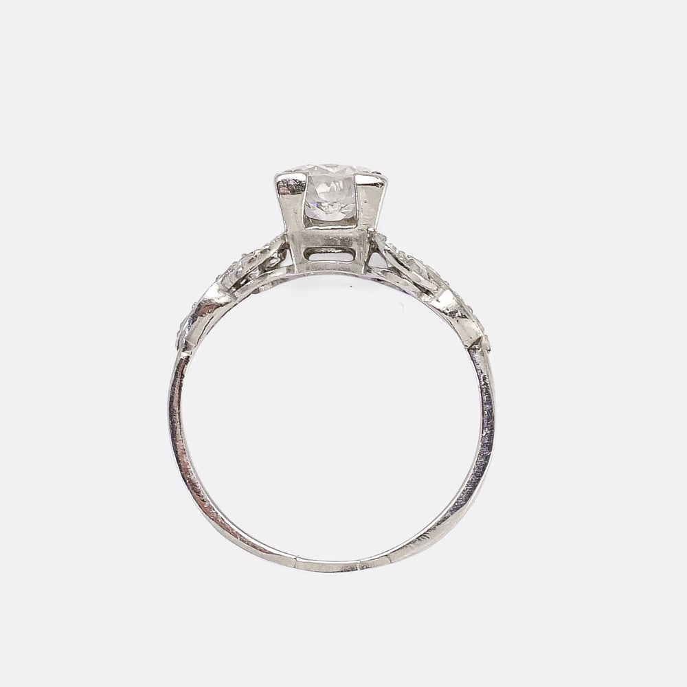 Art Deco 1.04ct Transitional Cut Diamond Solitaire Ring