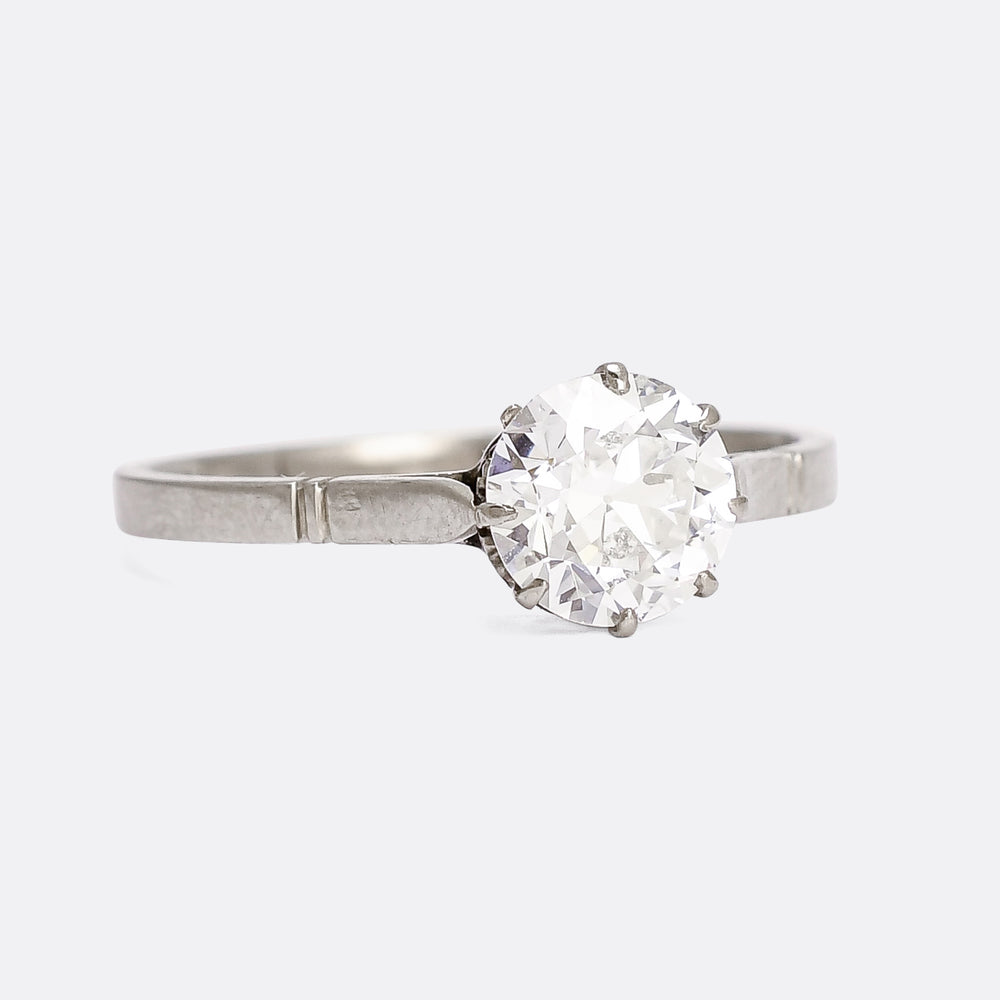 Art Deco 1.72ct Transitional Cut Diamond Solitaire Ring