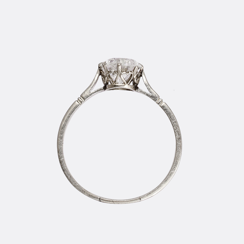 Art Deco 1.72ct Transitional Cut Diamond Solitaire Ring