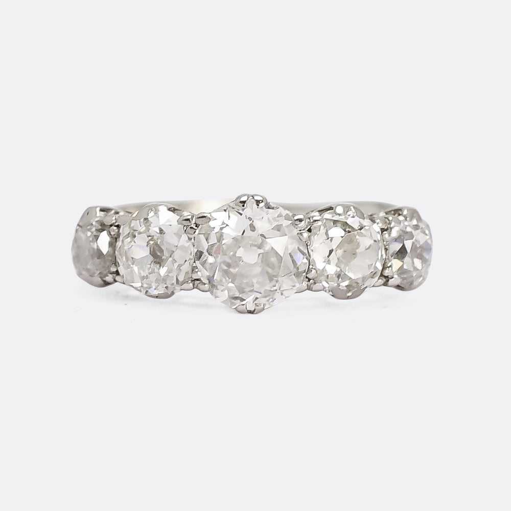 Art Deco 1.88ct Old Euro Diamond 5-Stone Ring