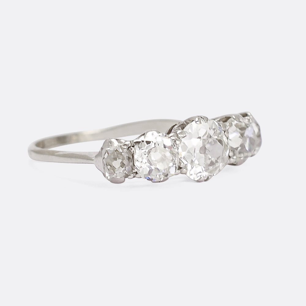 Art Deco 1.88ct Old Euro Diamond 5-Stone Ring