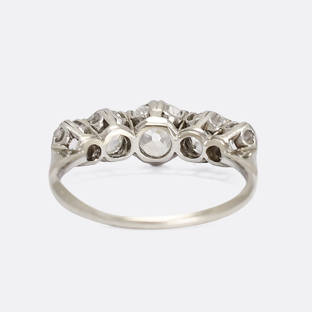 Art Deco 1.88ct Old Euro Diamond 5-Stone Ring