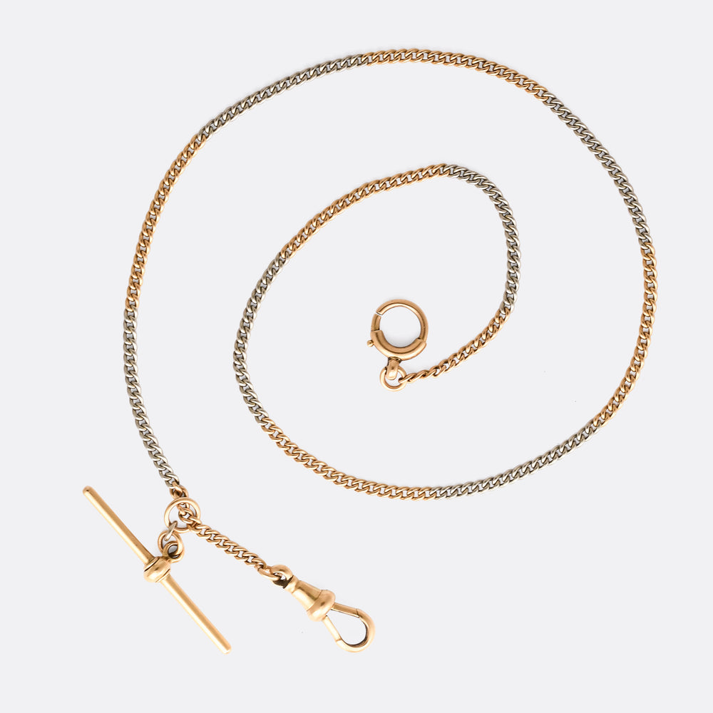 Art Deco 18k Gold & Platinum Curb Link Necklace