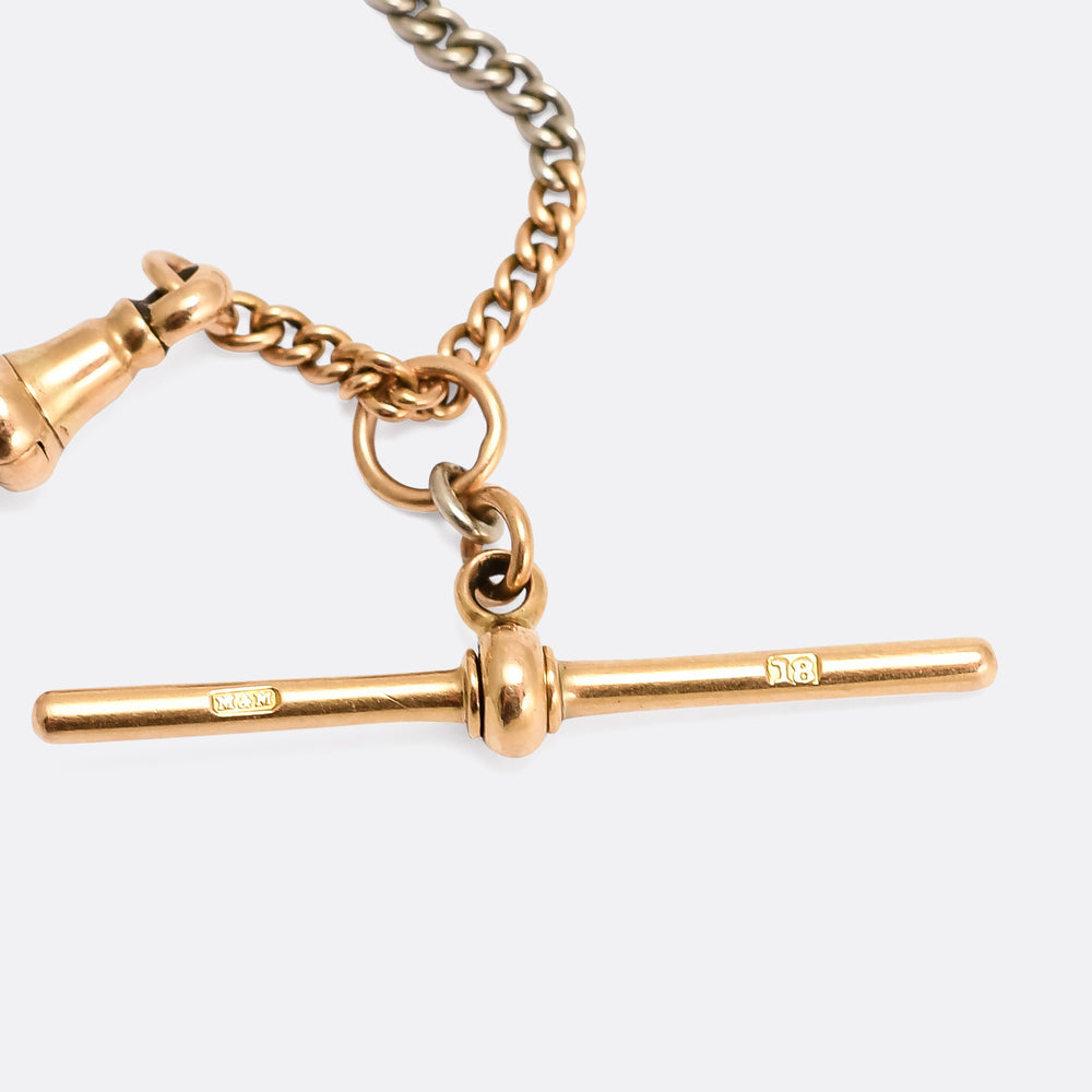 Art Deco 18k Gold & Platinum Curb Link Necklace