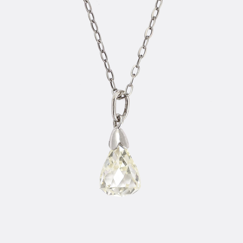 Art Deco 4.12ct Briolette Diamond Pendant