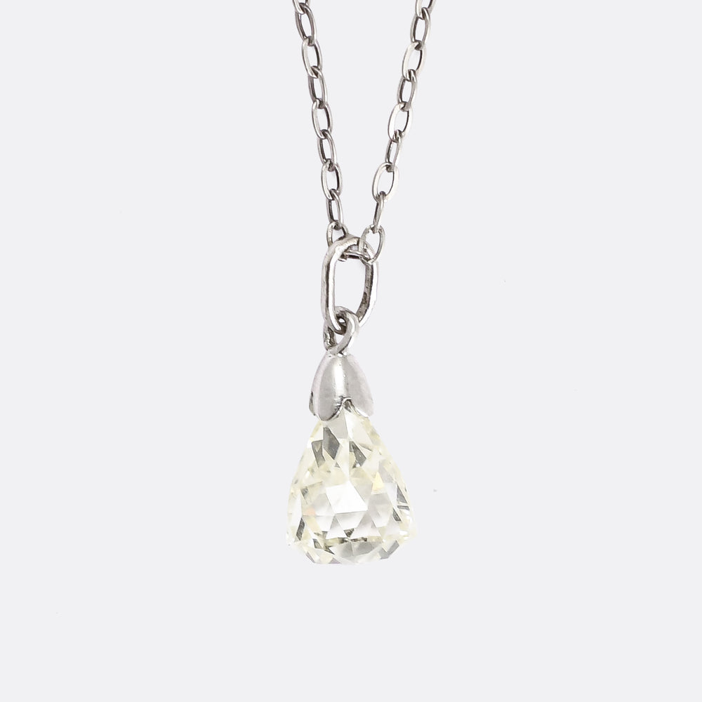 Art Deco 4.12ct Briolette Diamond Pendant