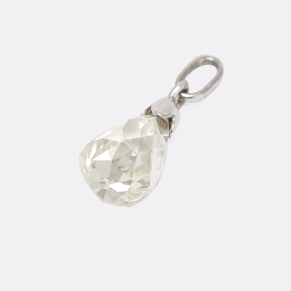 Art Deco 4.12ct Briolette Diamond Pendant