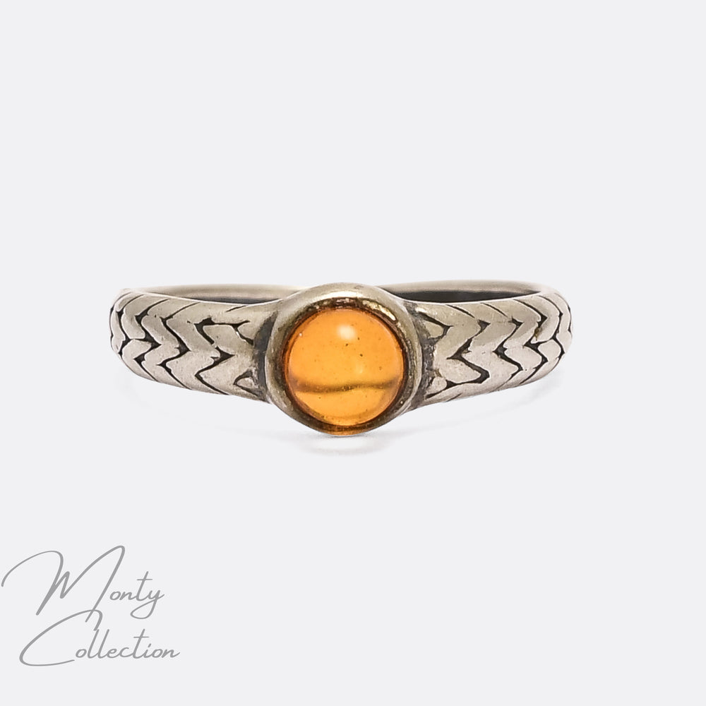 Art Deco Amber Solitaire Ring