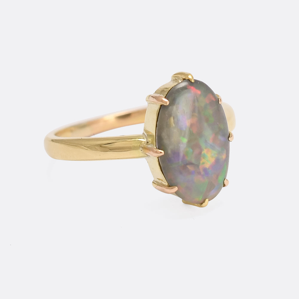 Art Deco Black Opal Solitaire Ring