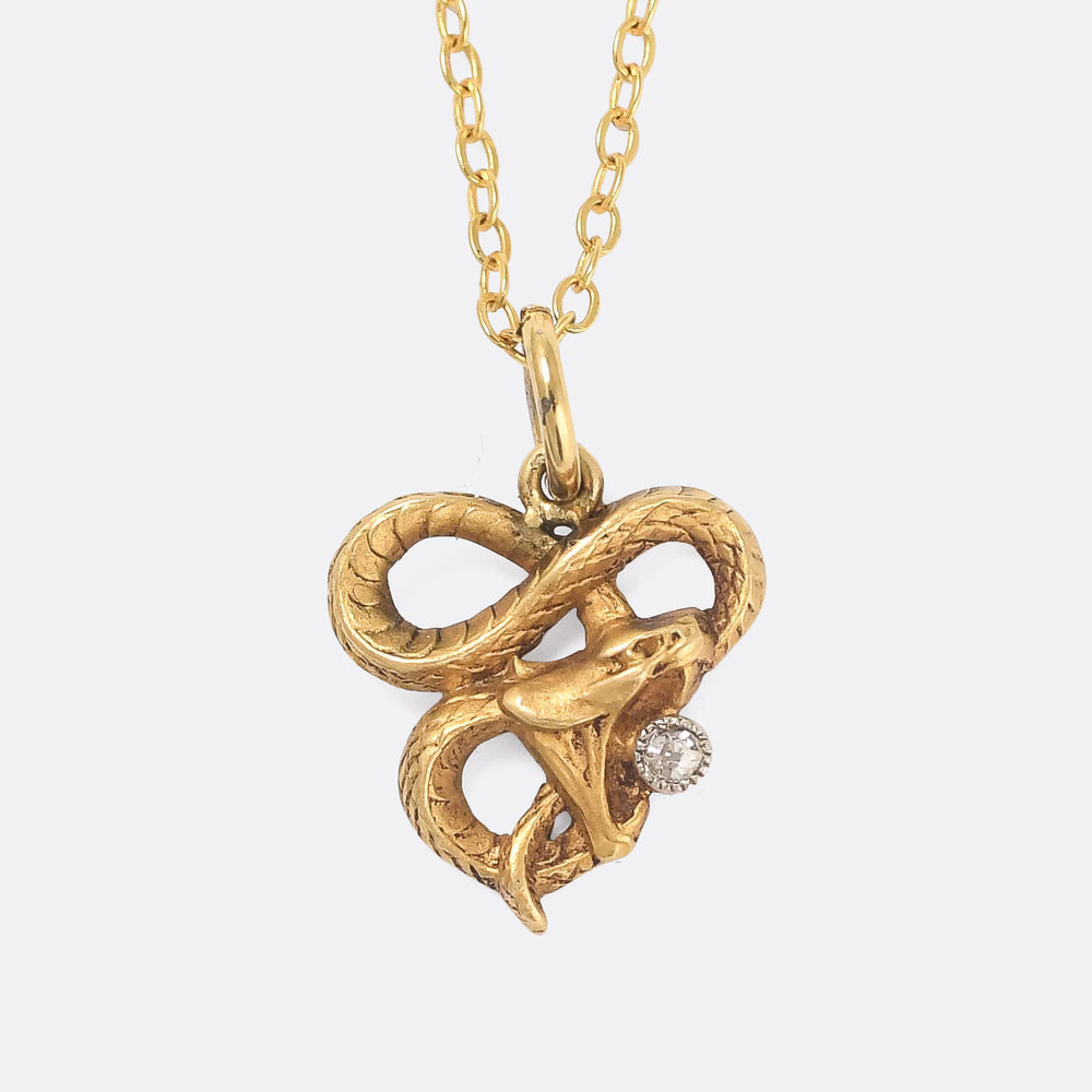 Art Deco Diamond Serpent Charm