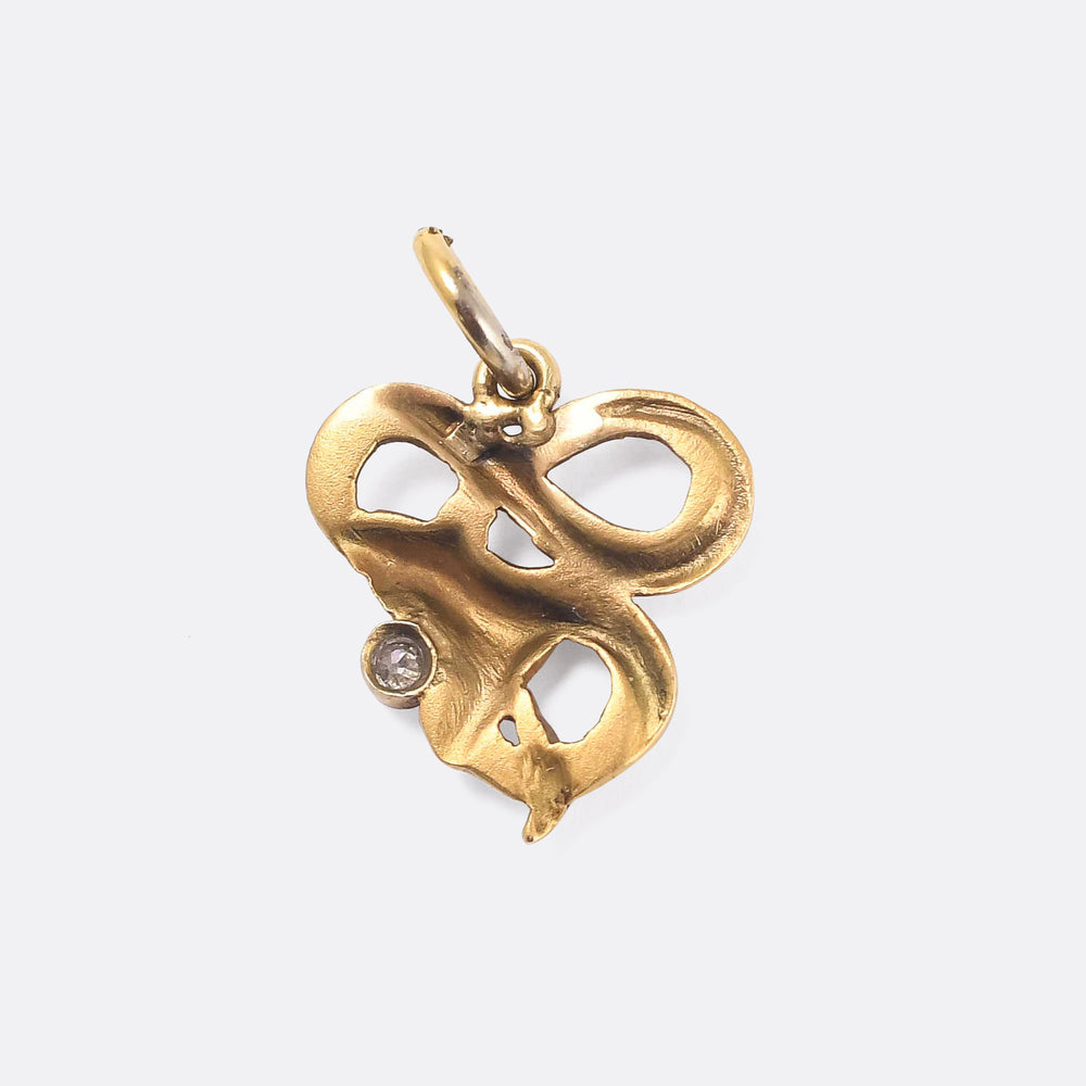 Art Deco Diamond Serpent Charm