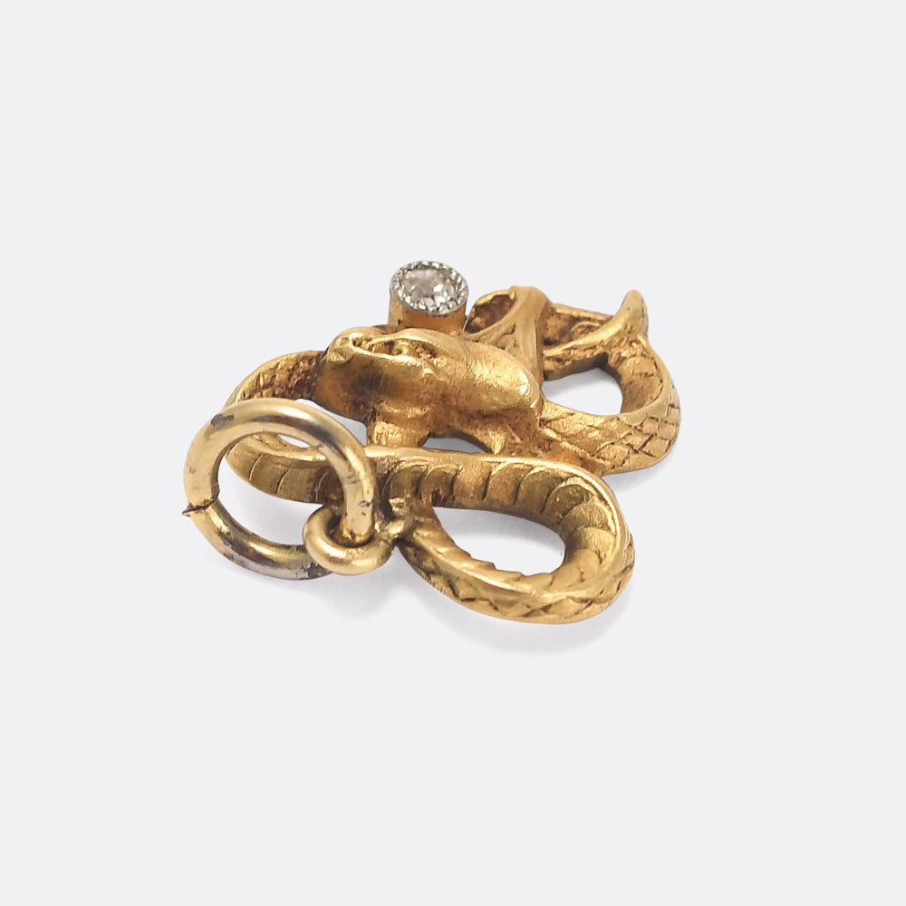 Art Deco Diamond Serpent Charm