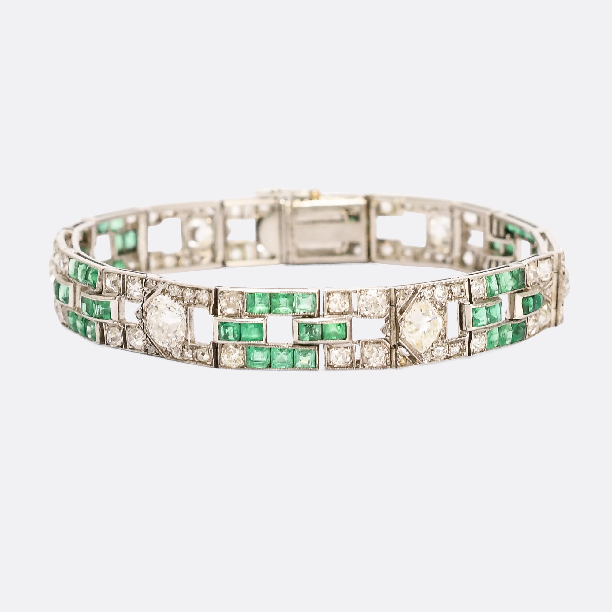 Art Deco Diamond Emerald Bracelet Butter Lane Antiques