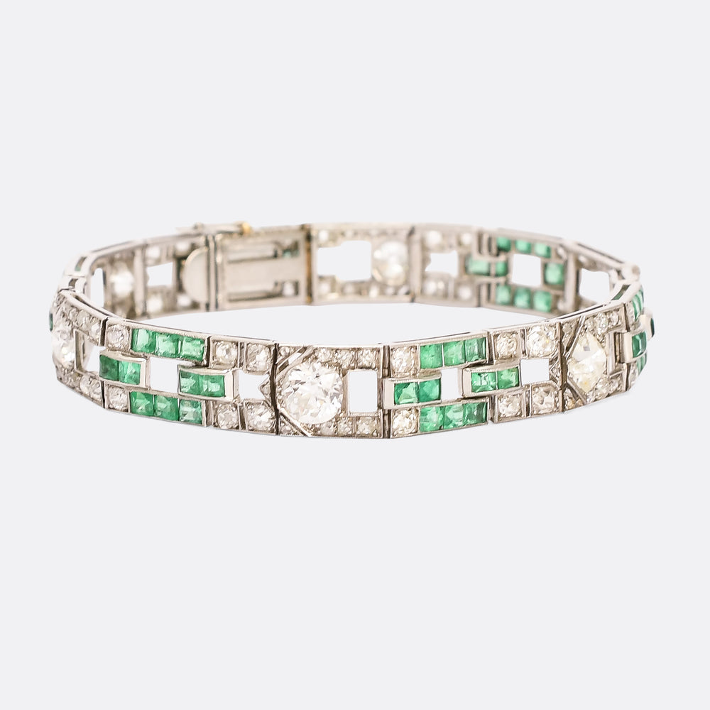 Art Deco Diamond & Emerald Bracelet