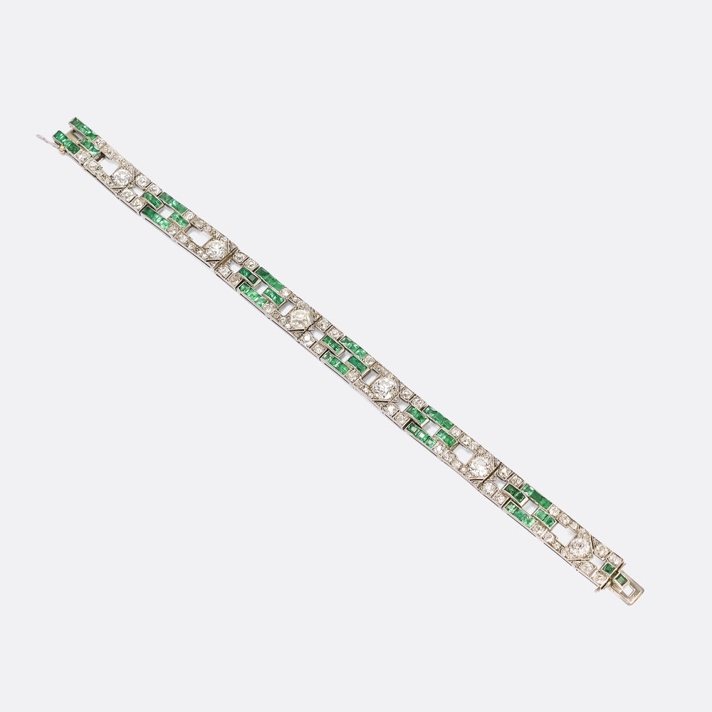 Art Deco Diamond & Emerald Bracelet