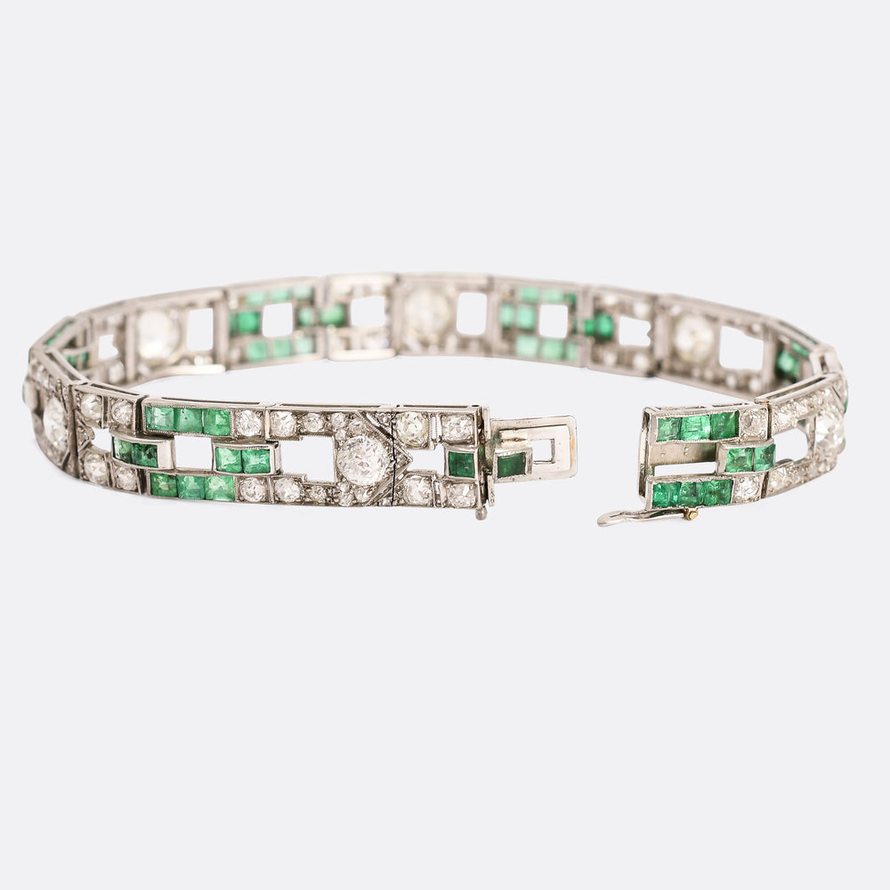 Art Deco Diamond & Emerald Bracelet