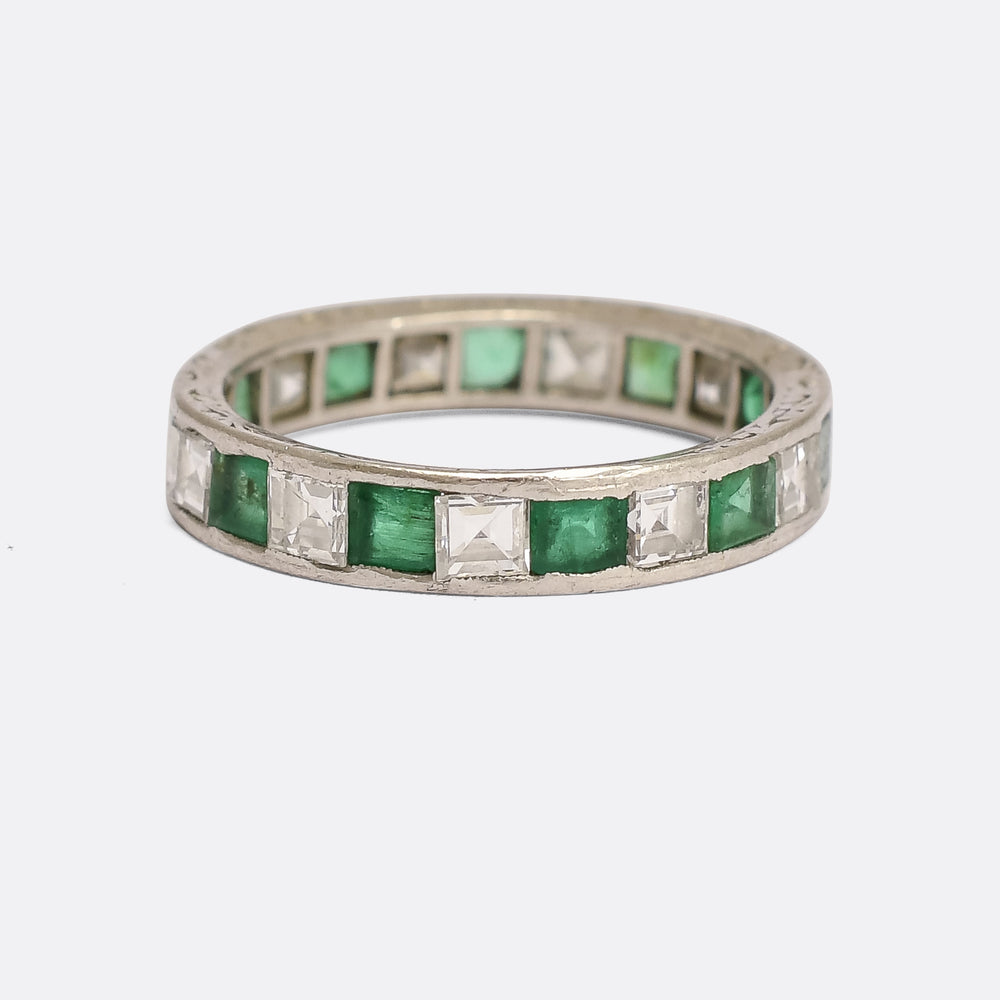 Art Deco Diamond & Emerald Full Eternity Ring