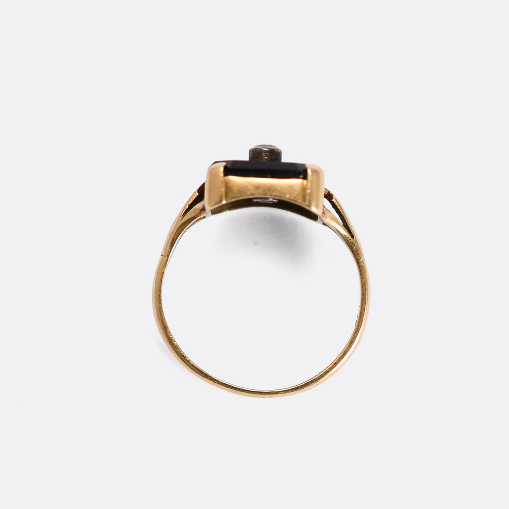 Art Deco Diamond & Onyx Panel Ring