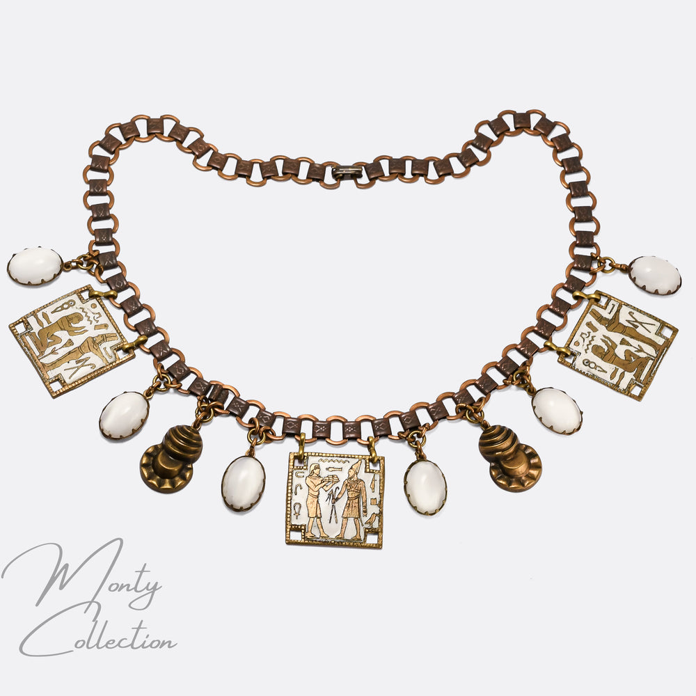 Art Deco Egyptian Revival Fringe Necklace