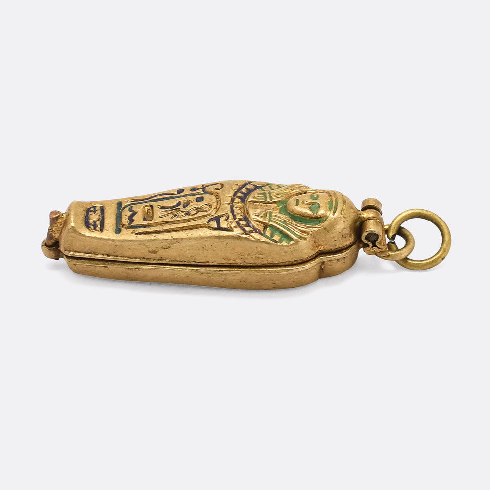 Art Deco Egyptian Revival Sarcophagus & Mummy Charm