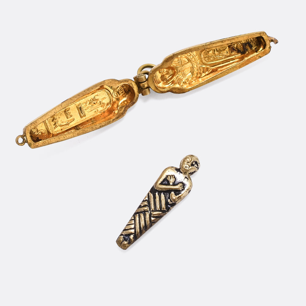 Art Deco Egyptian Revival Sarcophagus & Mummy Charm