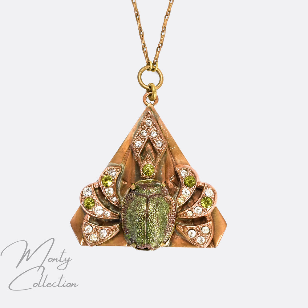 Art Deco Egyptian Revival Winged Scarab Pendant