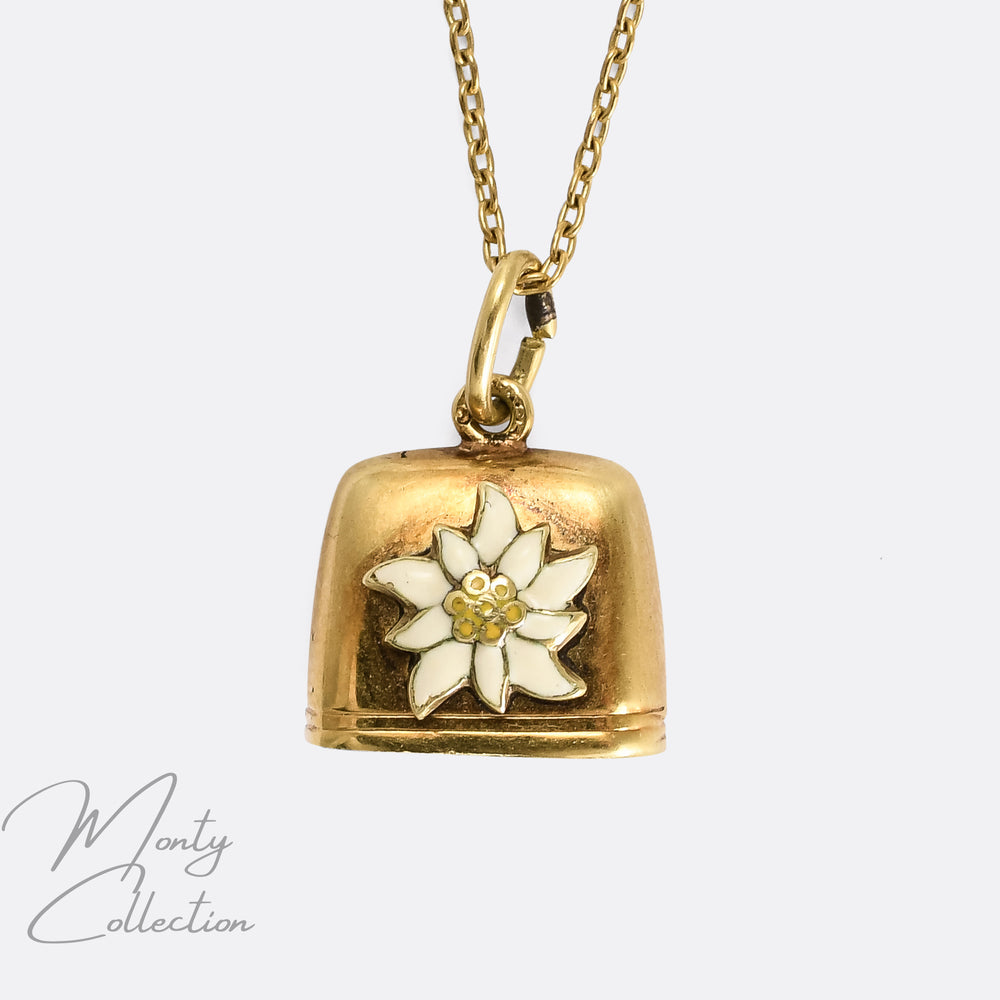 Art Deco Enamel Edelweiss Bell Charm