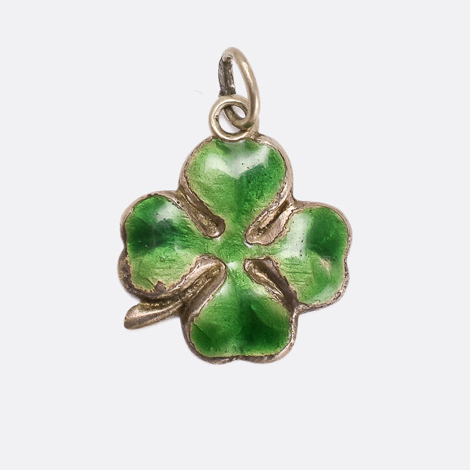 Art Deco Enamel Lucky Four-Leaf Clover Charm