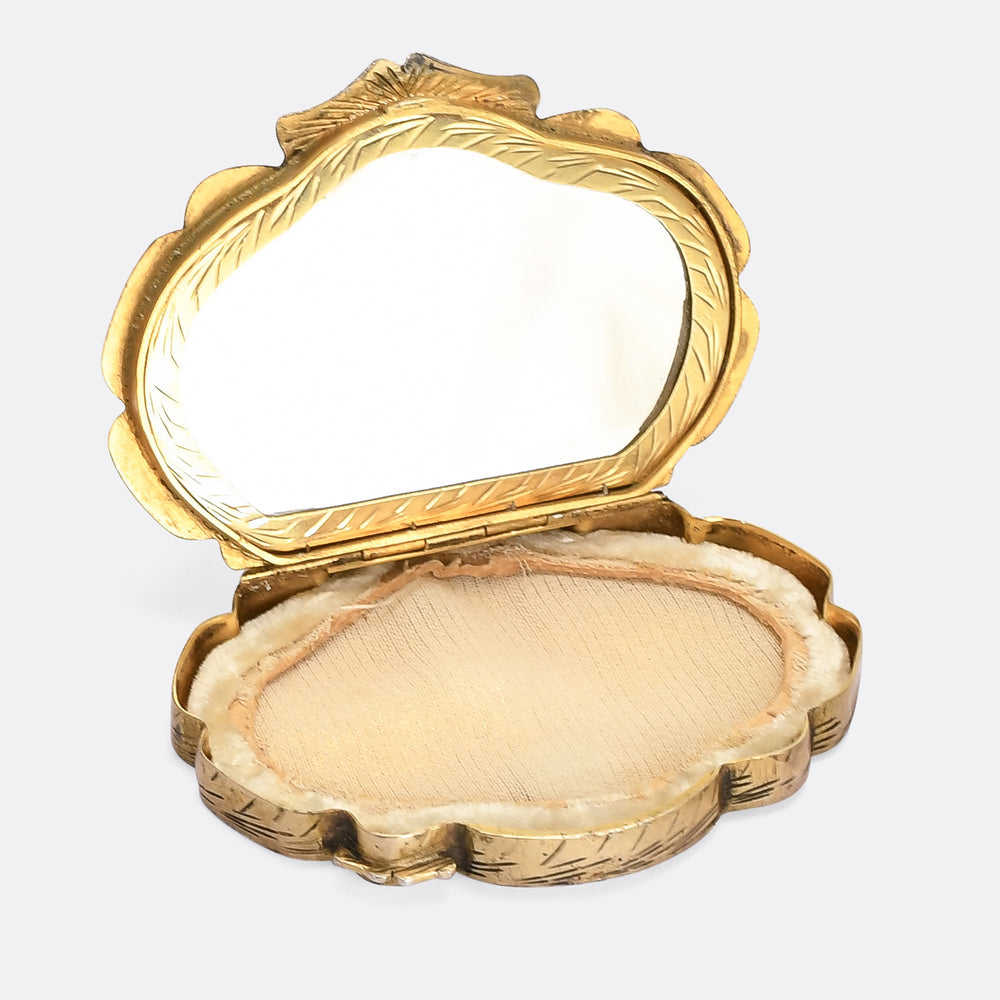 Art Deco Enamelled & Mirrored Powder Compact