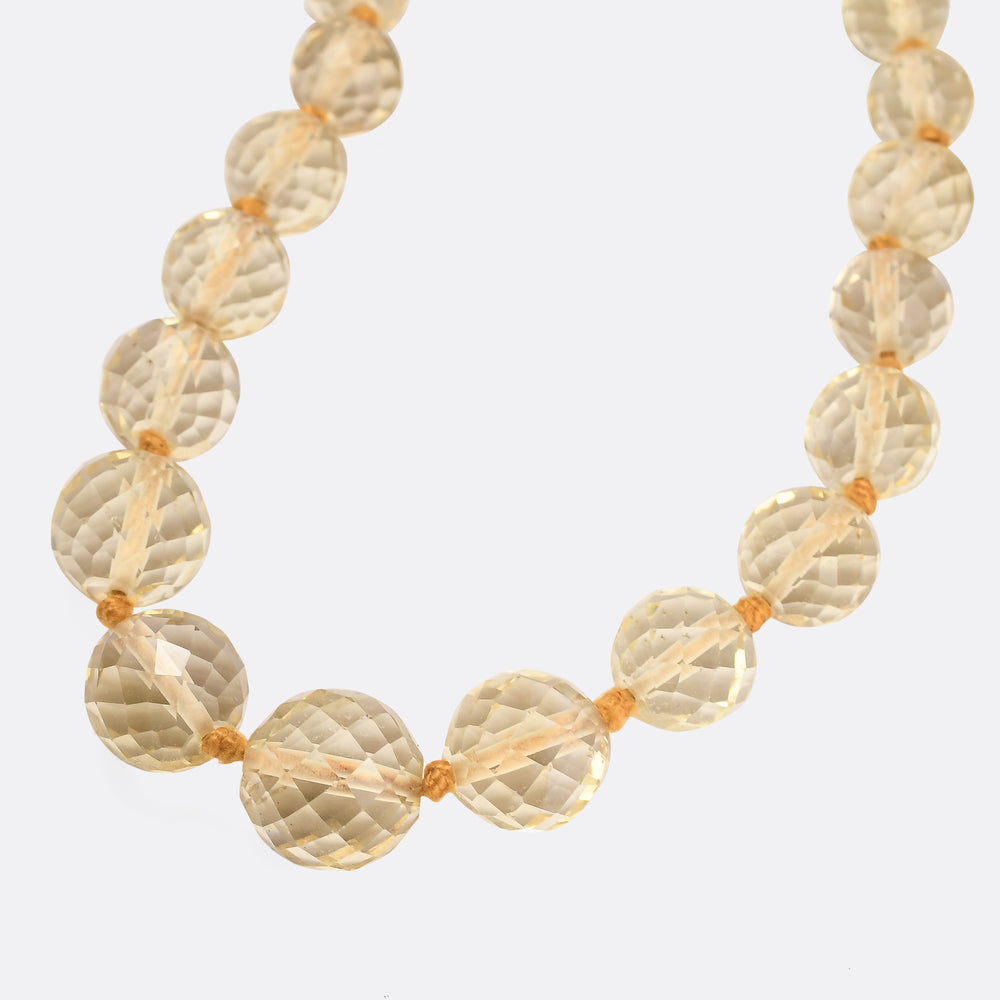 Art Deco Faceted Citrine Bead Necklace