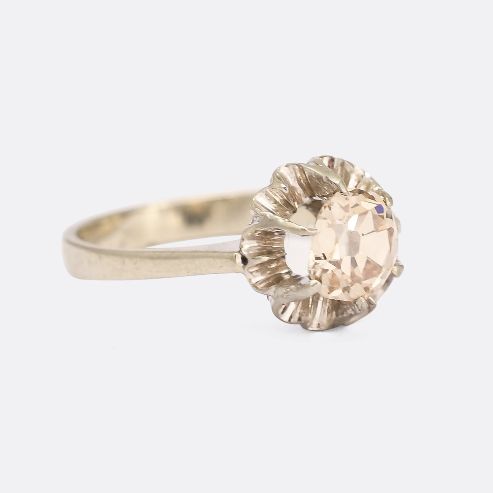 Art Deco Fancy Light Pinkish-Brown Diamond Scalloped Ring
