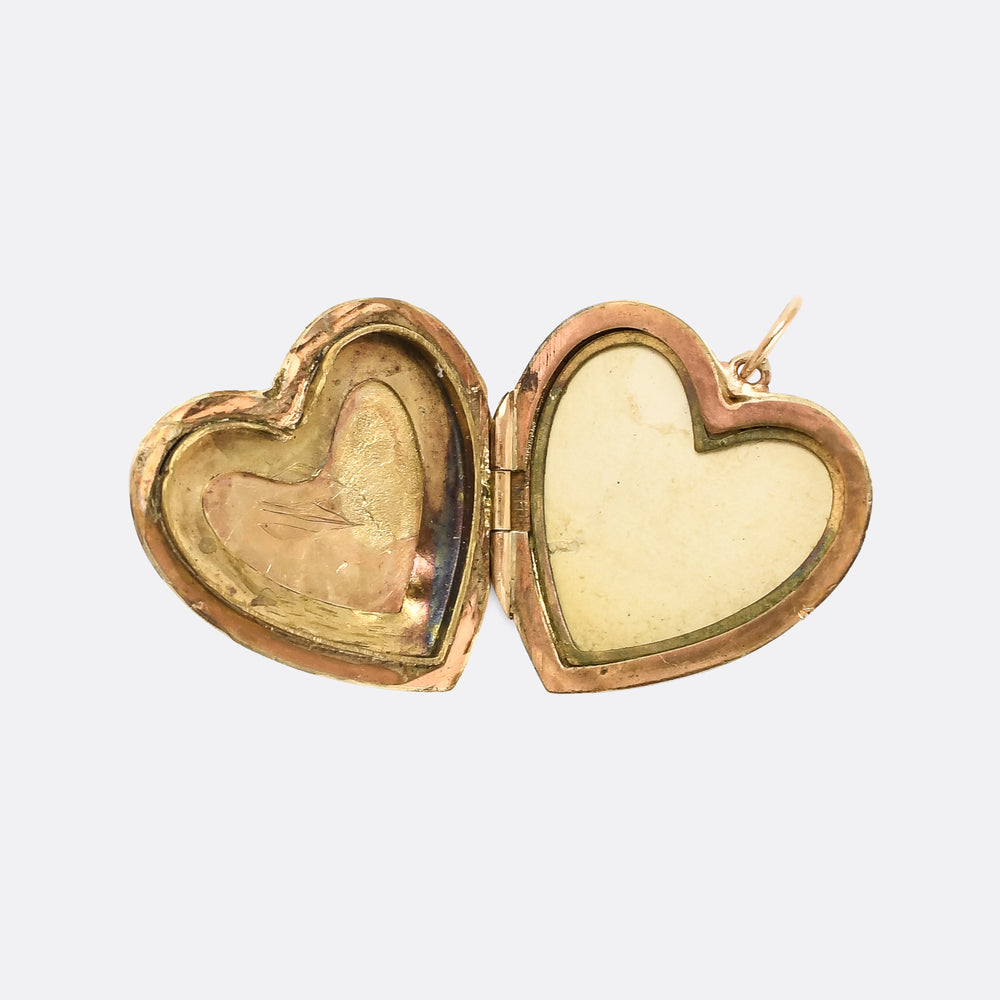 Art Deco Gold New Dawn  Heart Locket