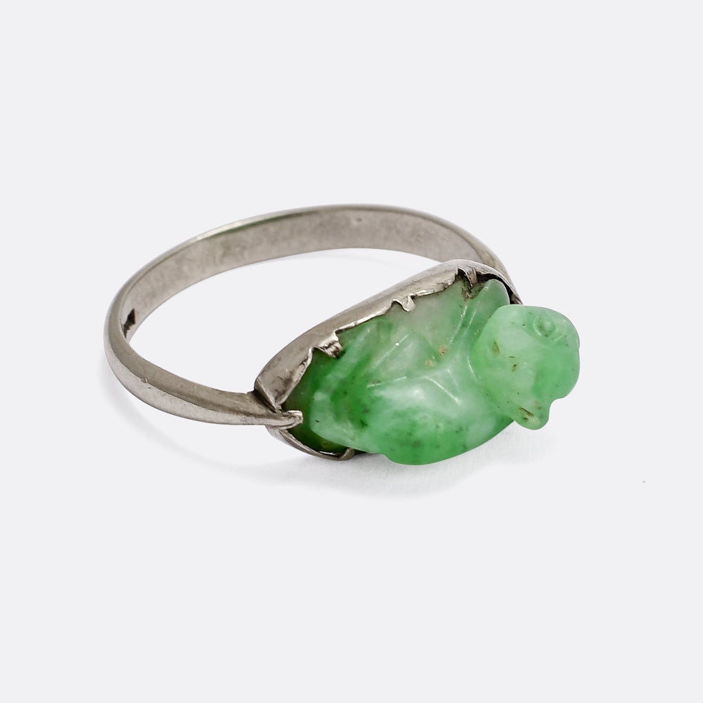 Art Deco Jade Cat Ring