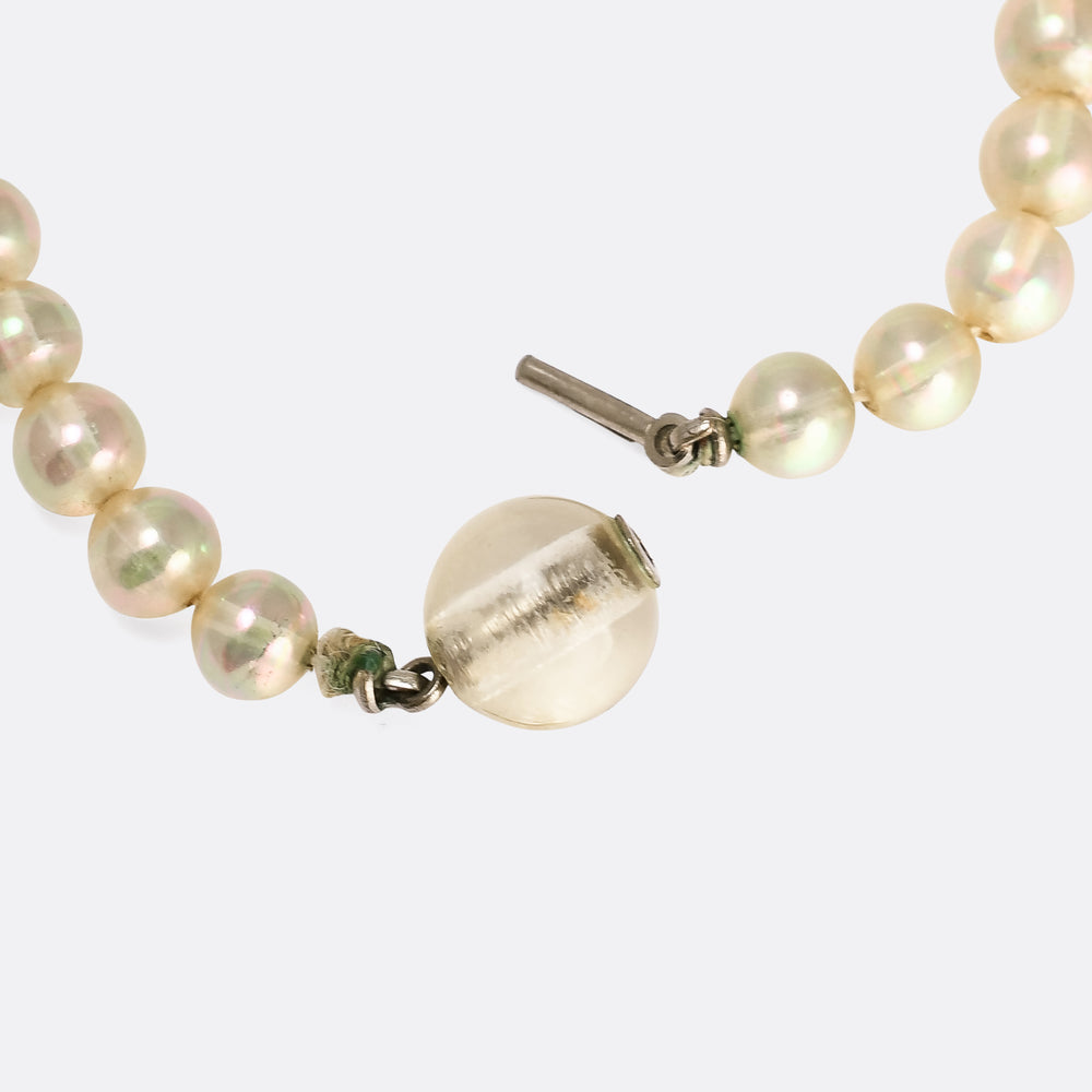 Art Deco Opalescent Glass Bead Necklace