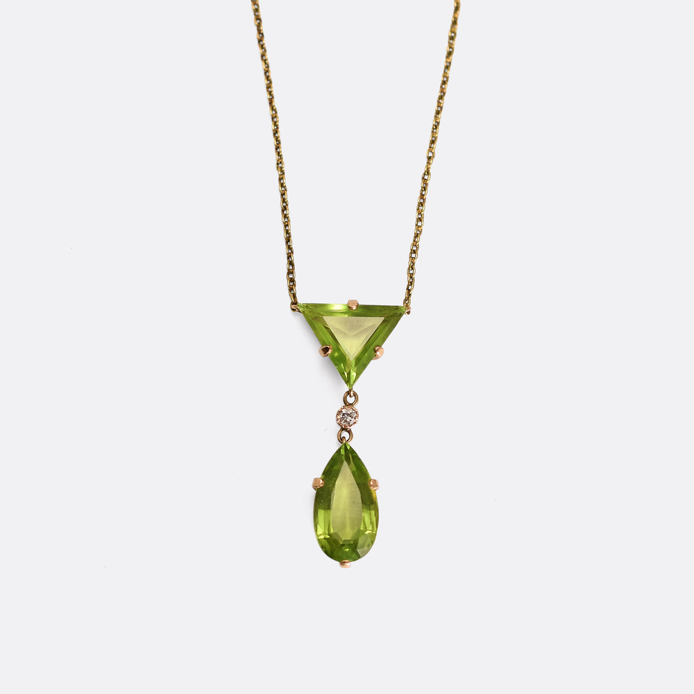 Art Deco Peridot & Diamond Necklace