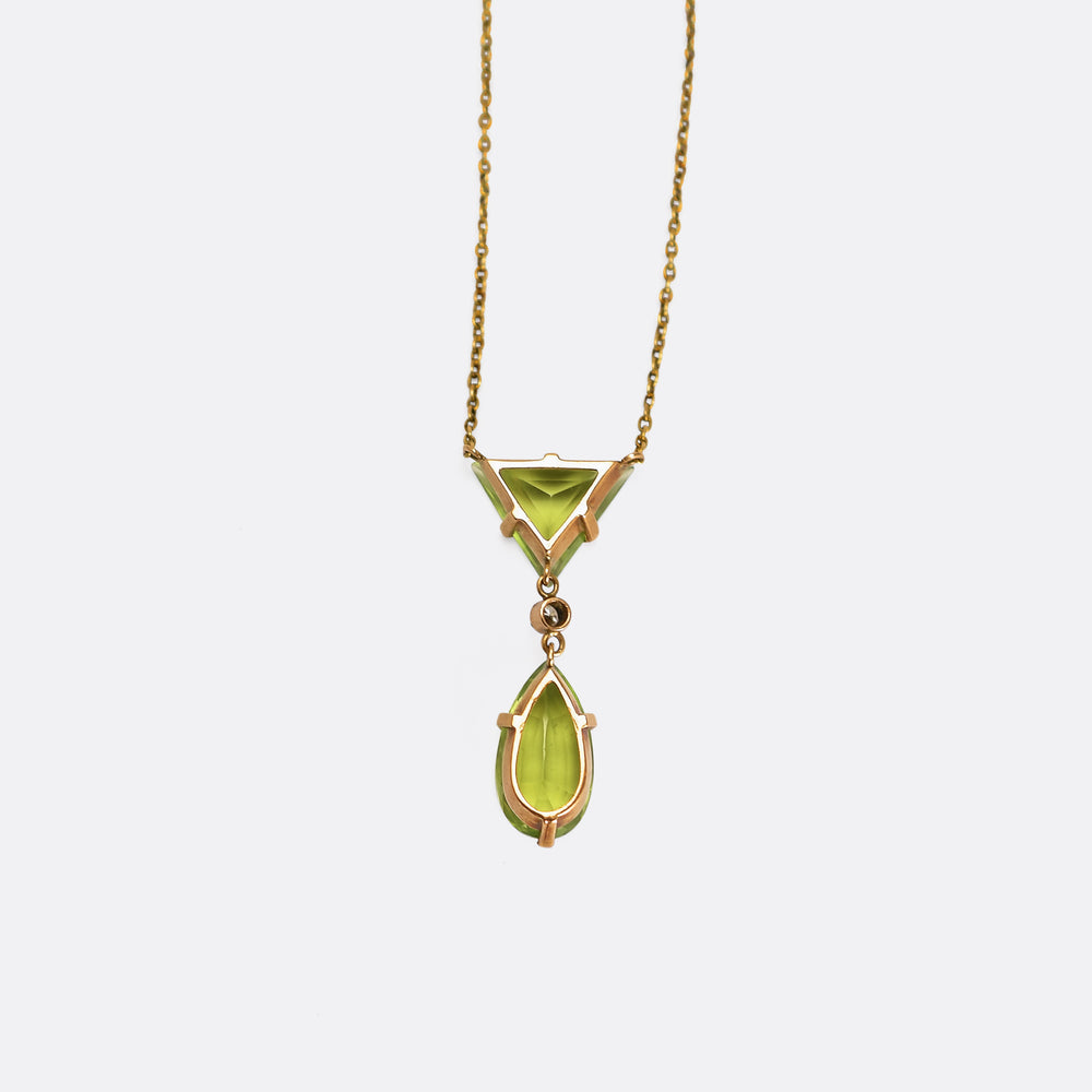 Art Deco Peridot & Diamond Necklace