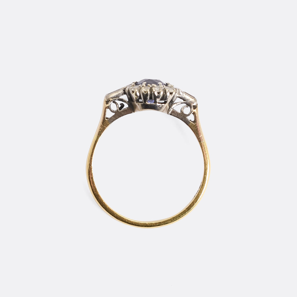 Art Deco Sapphire & Diamond Cluster Ring