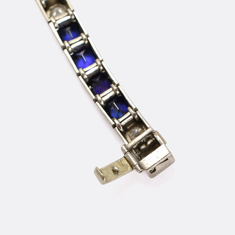 Art Deco Sapphire & Diamond Line Bracelet