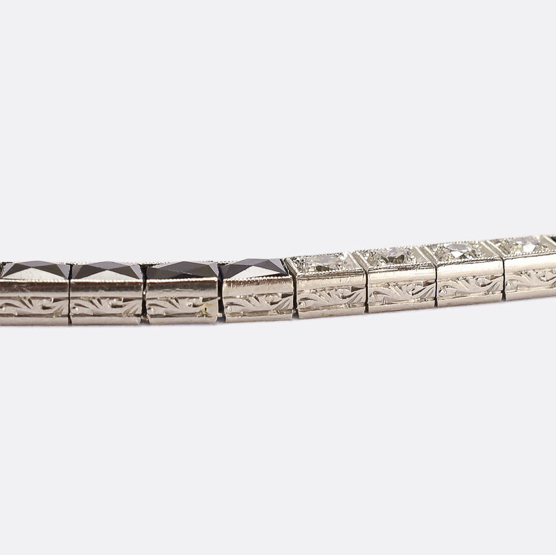 Art Deco Sapphire & Diamond Line Bracelet