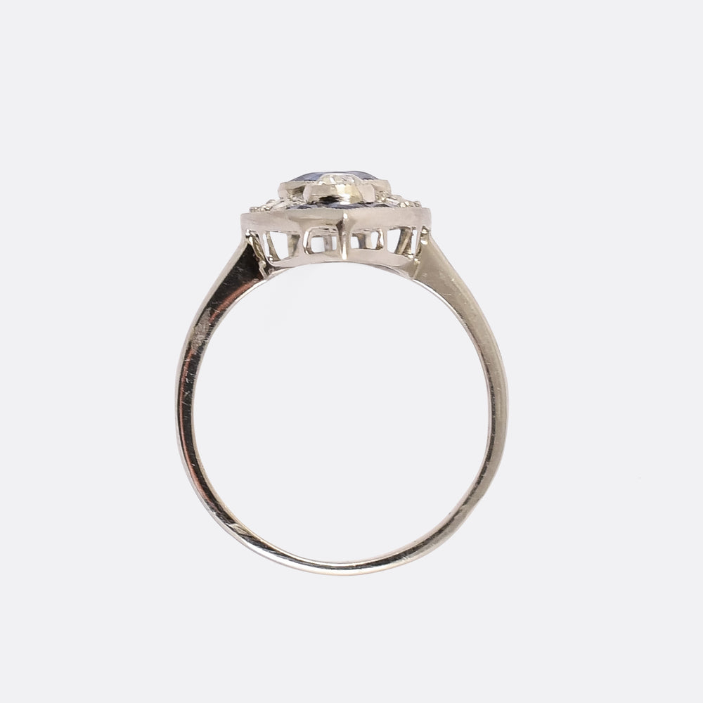Art Deco Sapphire & Diamond Navette Ring