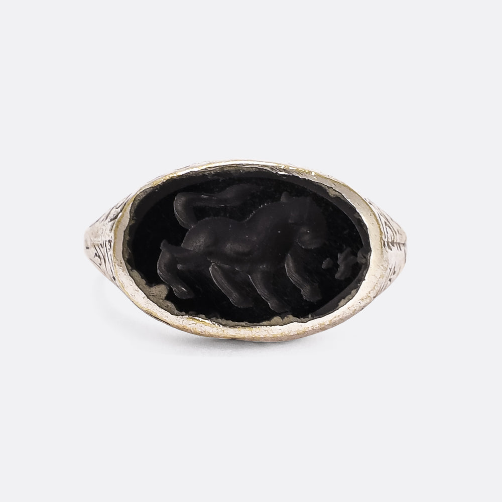 Art Deco Tiger Intaglio Signet Ring