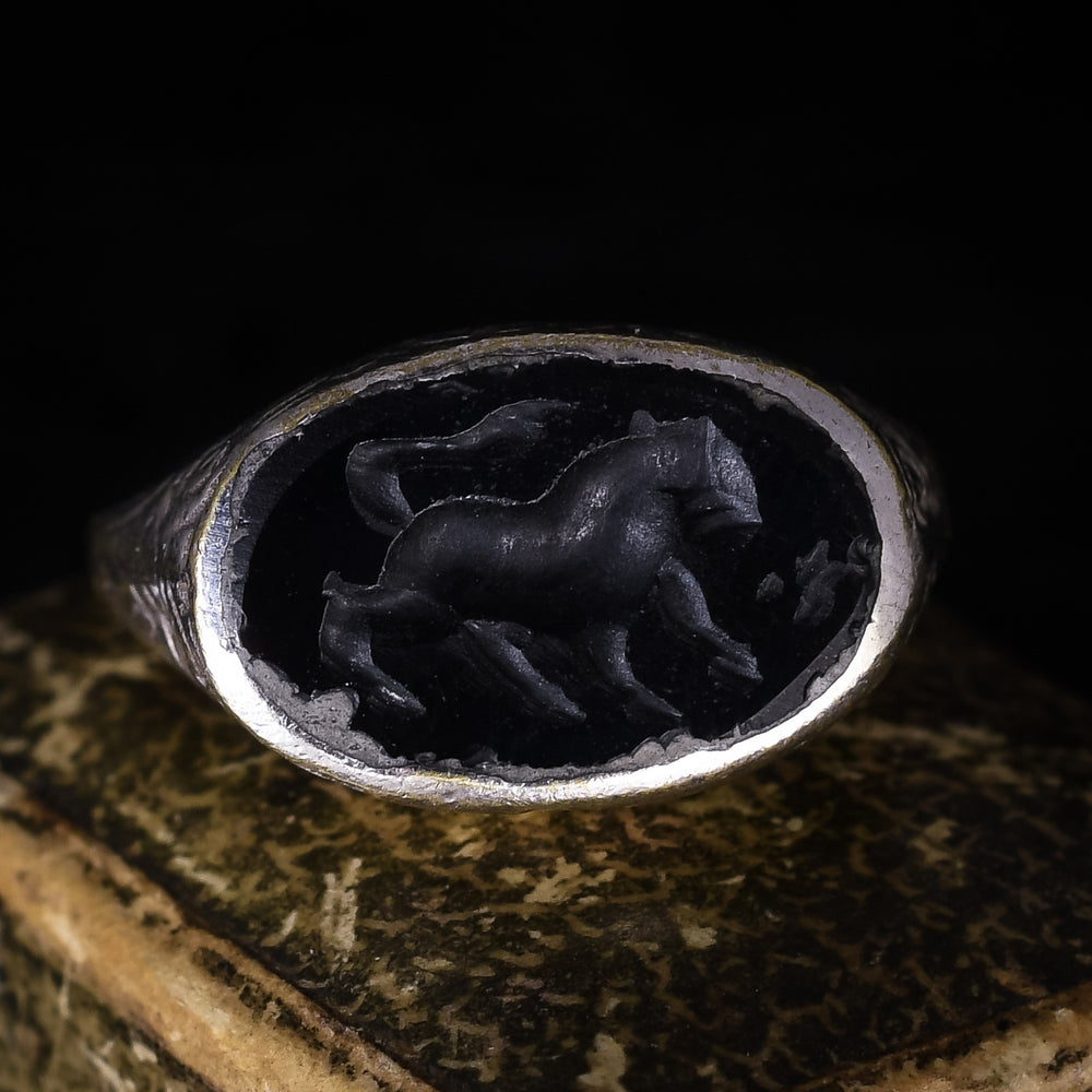 Art Deco Tiger Intaglio Signet Ring