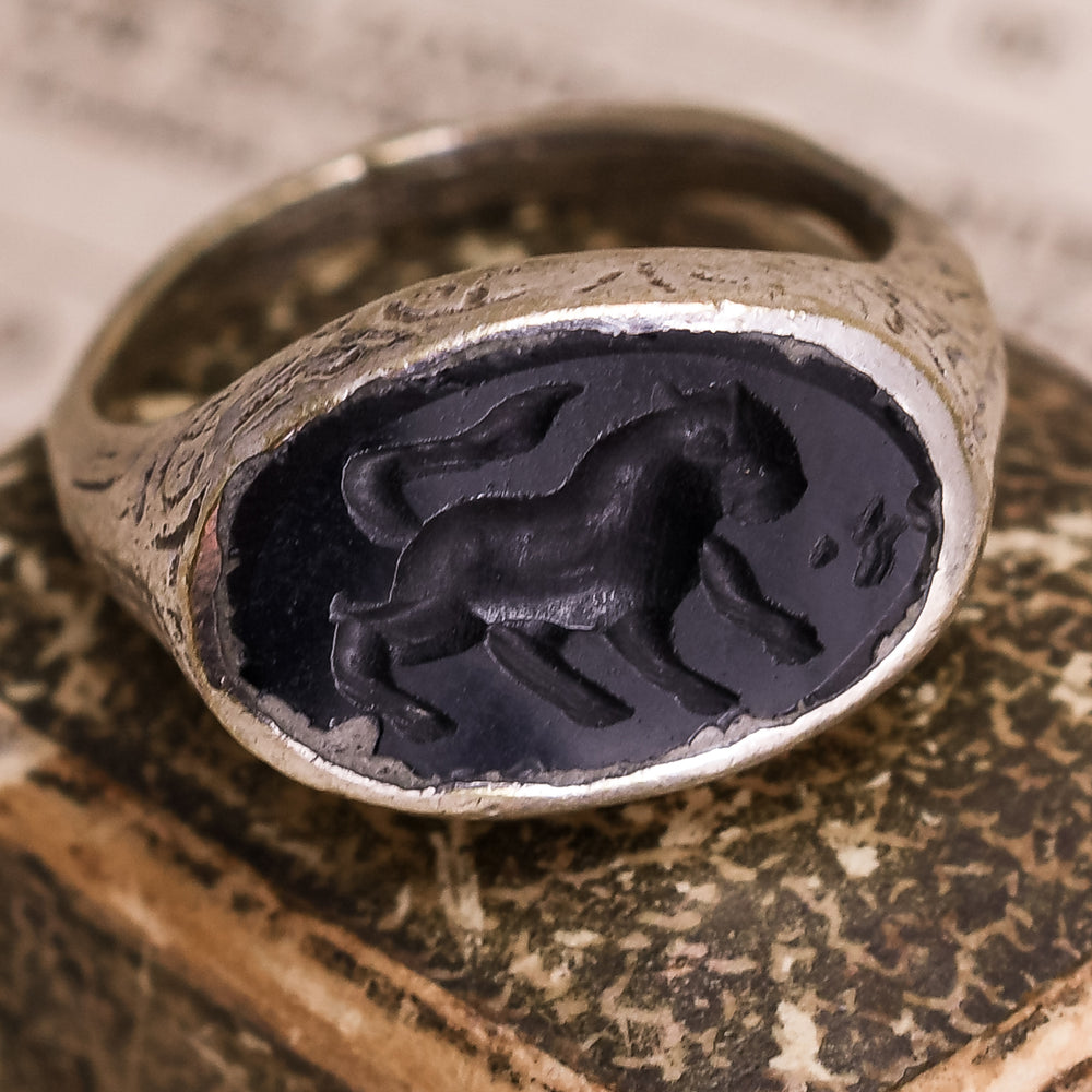 Art Deco Tiger Intaglio Signet Ring