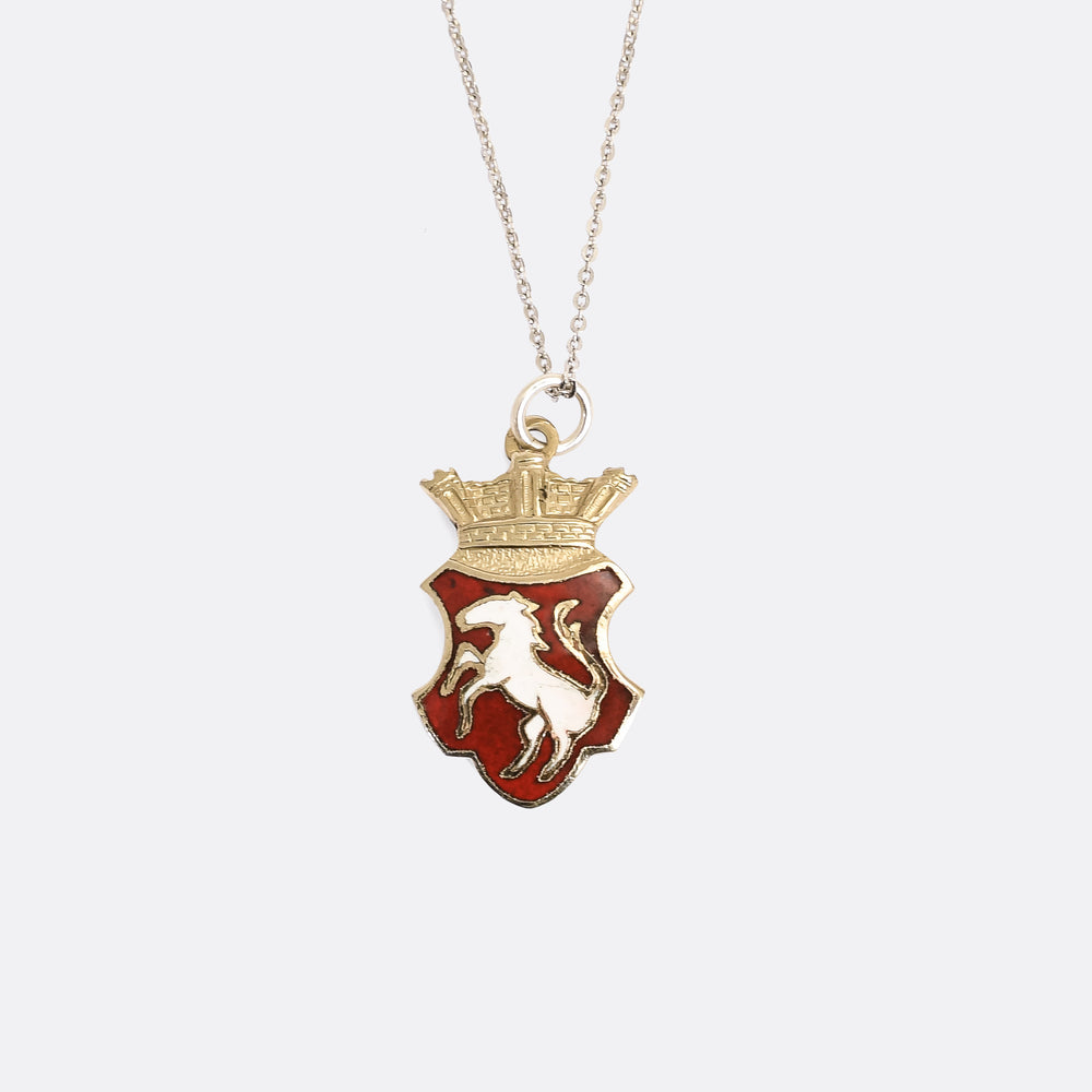 Art Deco White Horse Shield Charm
