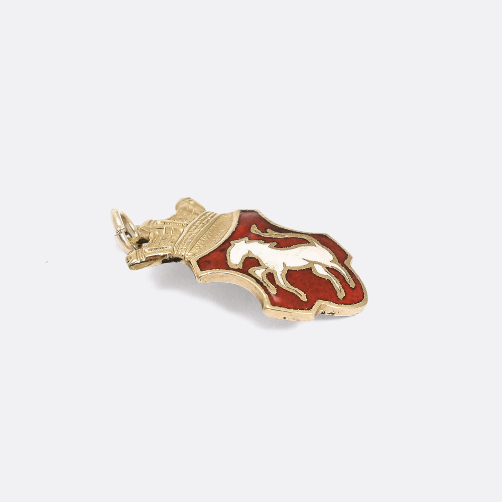 Art Deco White Horse Shield Charm