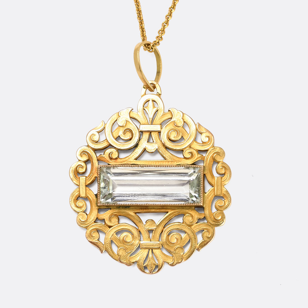 Art Nouveau 8.11ct Aquamarine Pendant